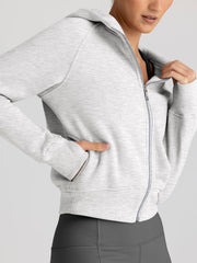 Women’s Full Zip Fleece Hoodie – Cozy Winter Jacket with Drop Shoulder Collar, Soft & Breathable Sweatshirt for Fall & Winter