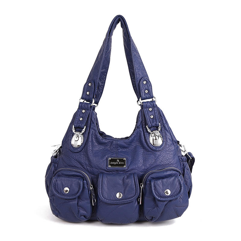 Women Casual Large Capacity PU Leather Shoulder Bag Multi-Pockets Crossbody