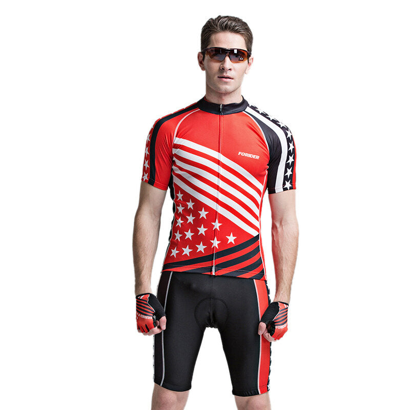 Mens Cycling Short Sleeve Suits Bicycle Shorts Sports Jersey Quick Dry Breathable Wicking Summer