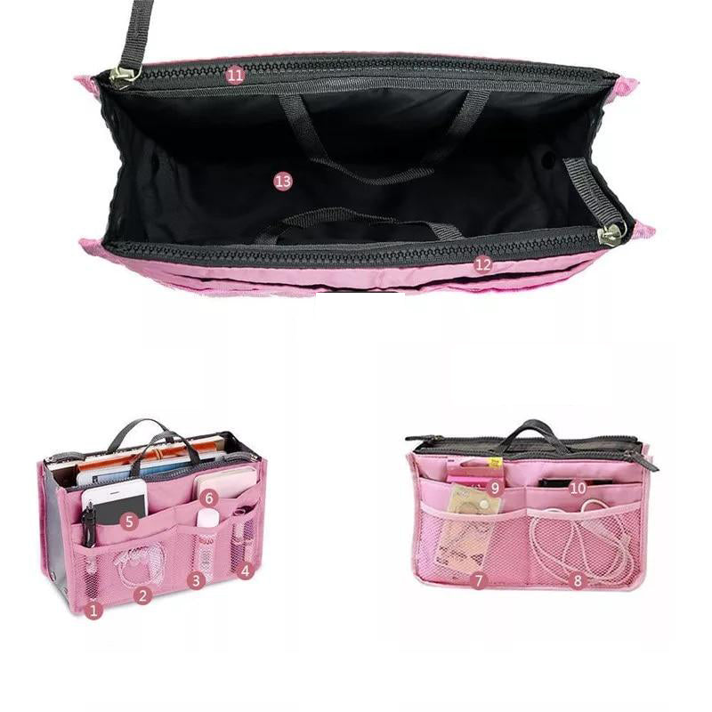 Nylon Cosmetic Bags For Women Tote Insert Double Zipper Makeup Bag Toiletries Storage Bag Girl Outdoors Travel Make Up Organizer