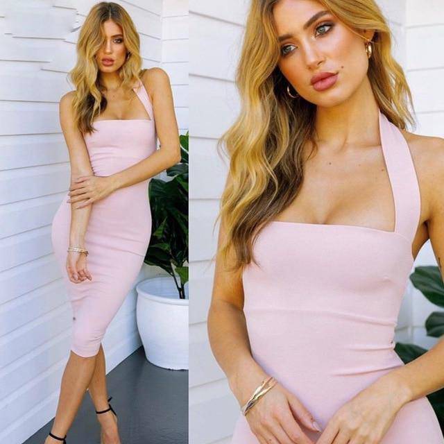 Elegant Sexy Bodycon Celebrity Evening Party Midi Dresses - Sheseelady