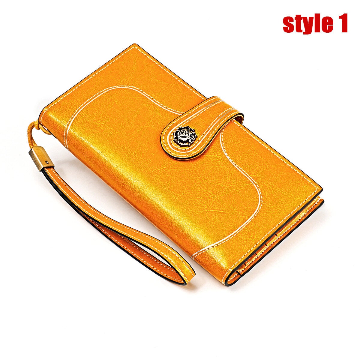 women genuine leather elegant vintage long wallet phone bag