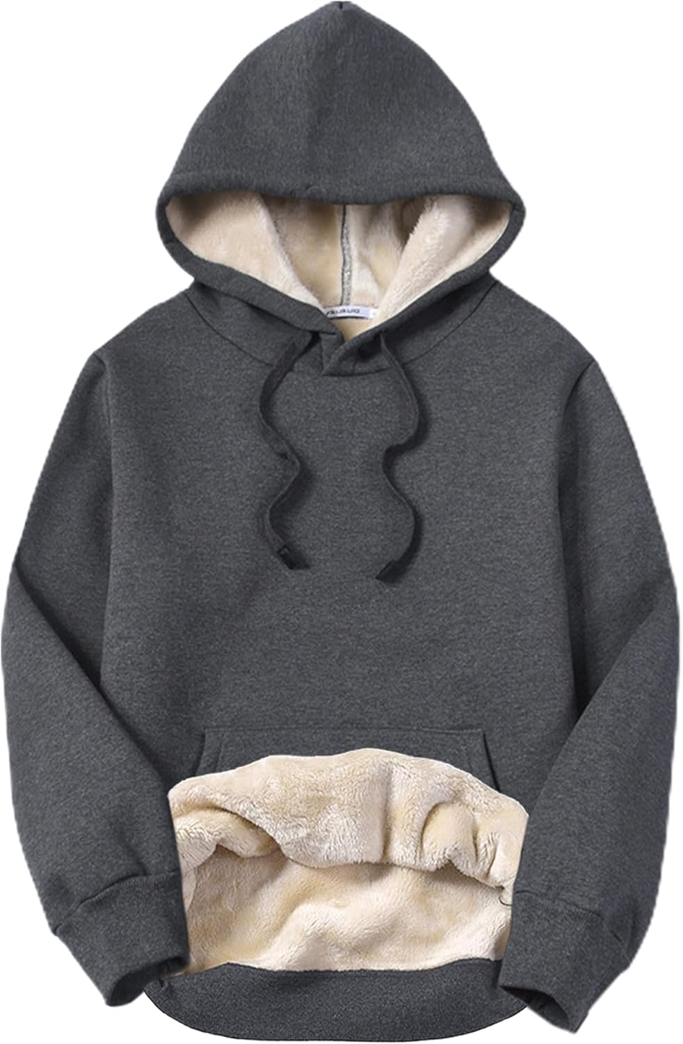 Women’s Cozy Sherpa Lined Hoodie Sweatshirt – Adjustable Drawstring Hood, Kangaroo Pocket, Long Sleeves for Fall & Winter Comfort