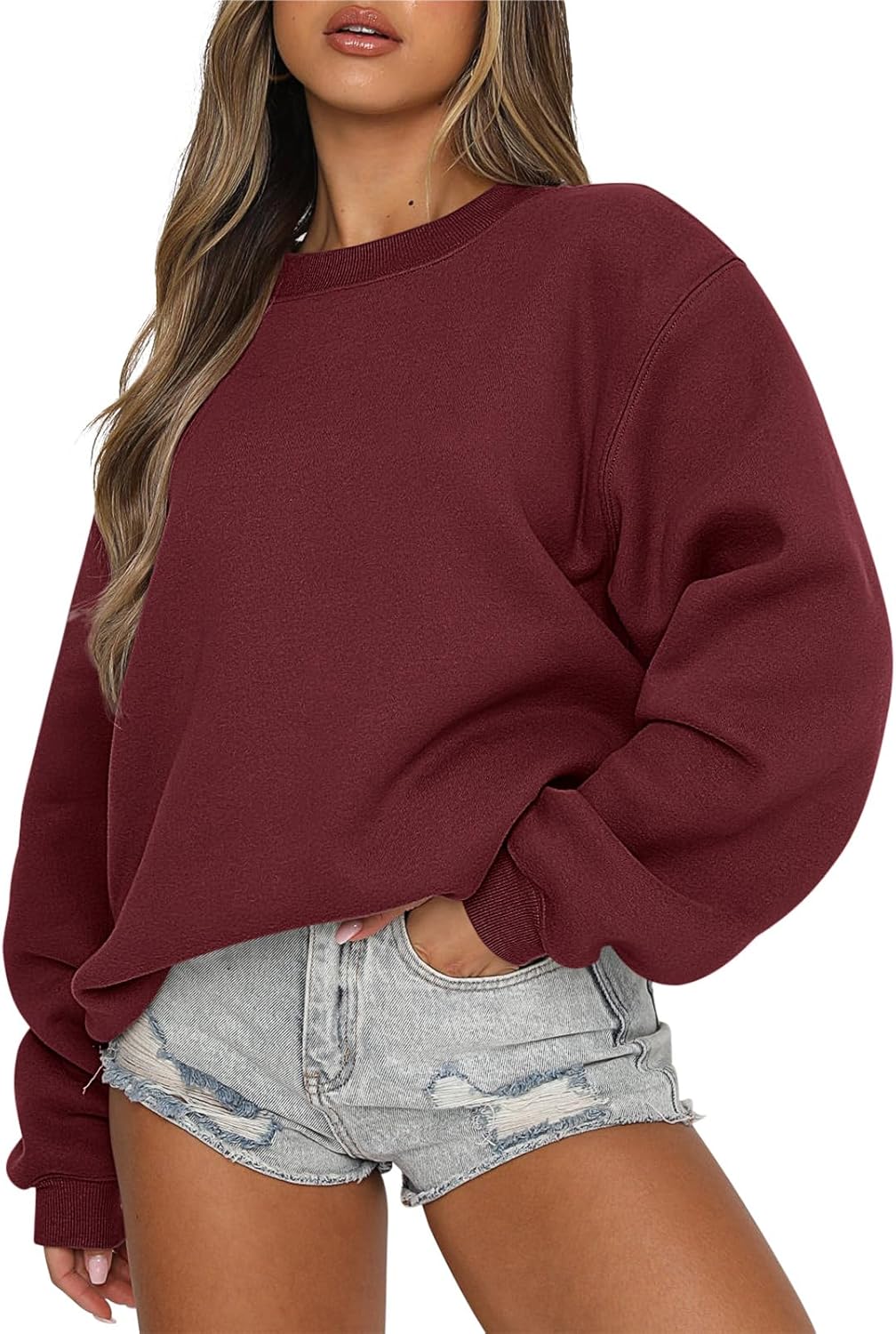 Y2K Oversized Crewneck Sweatshirt - Women's Teen Girls Fleece Pullover Sweater Top