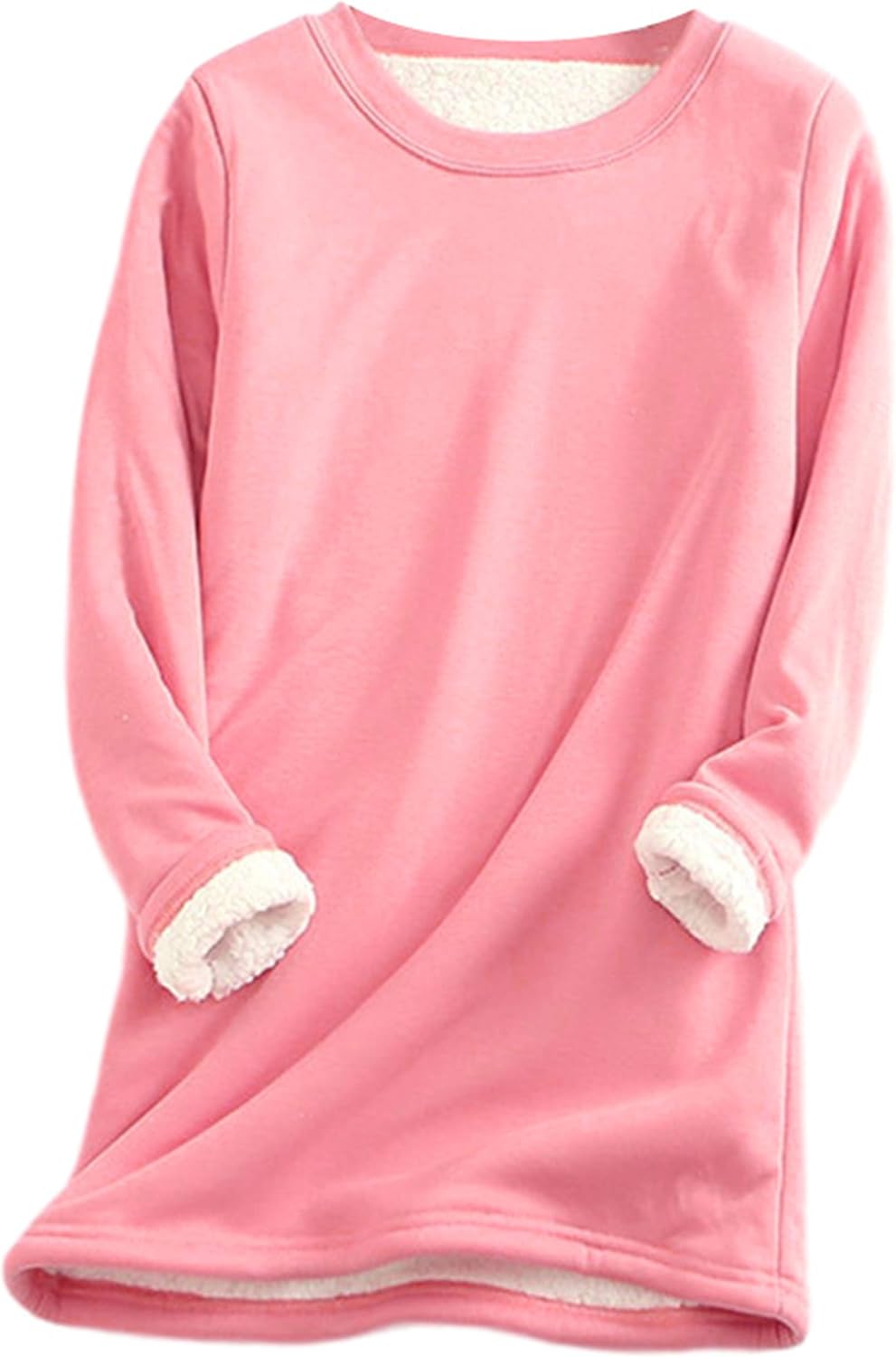 Women's Sherpa-Lined Fleece Sweatshirt - Cozy Crewneck Pullover for Lounge & Sport