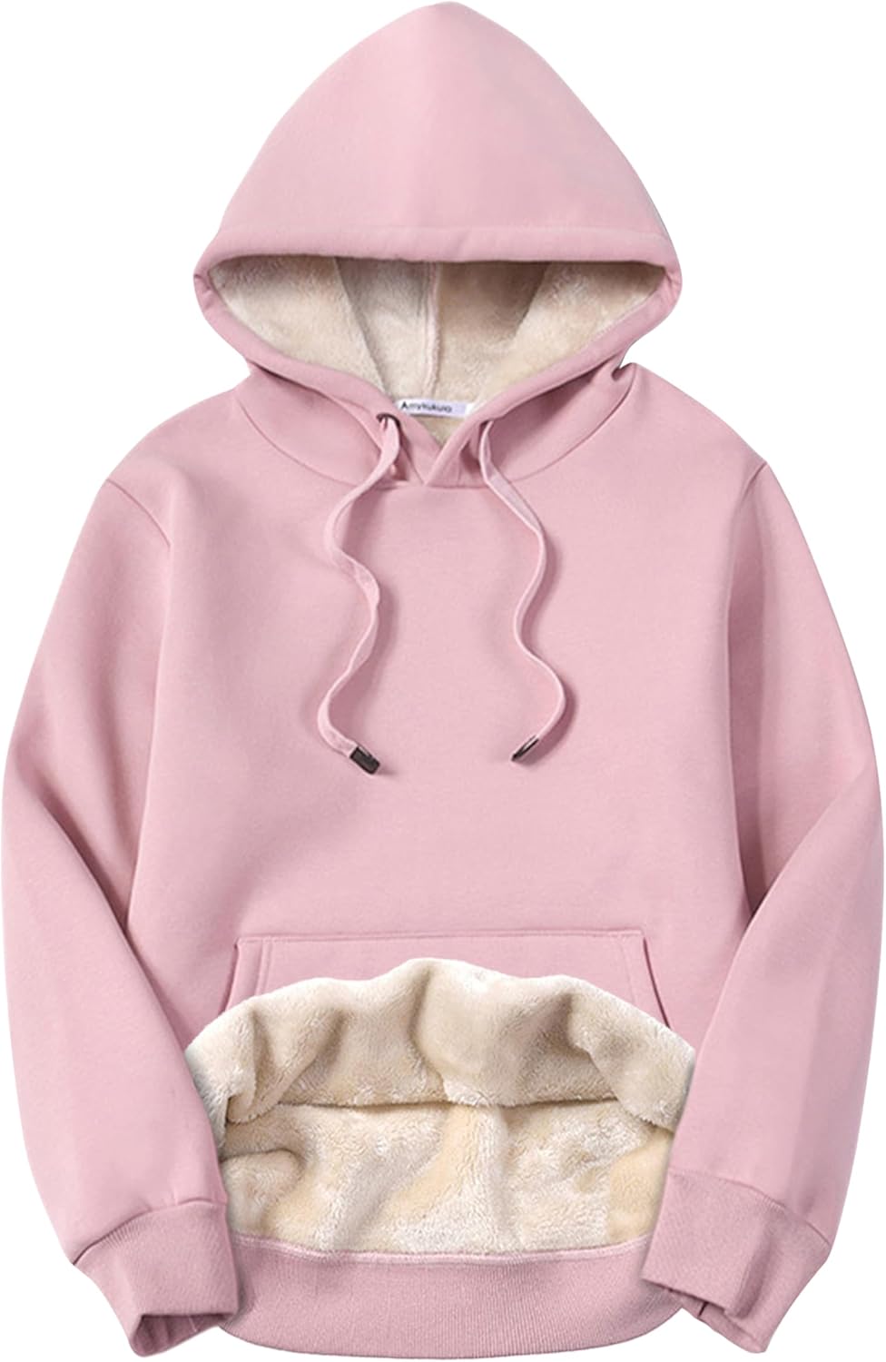 Women’s Cozy Sherpa Lined Hoodie Sweatshirt – Adjustable Drawstring Hood, Kangaroo Pocket, Long Sleeves for Fall & Winter Comfort