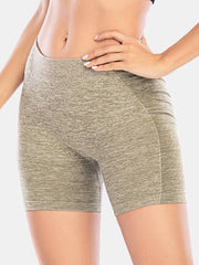 Women Solid Color Hip Lifting Yoga Running Seamless Shorts