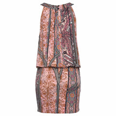 Ethnic Floral Print Halter Sleeveless Mini Dress