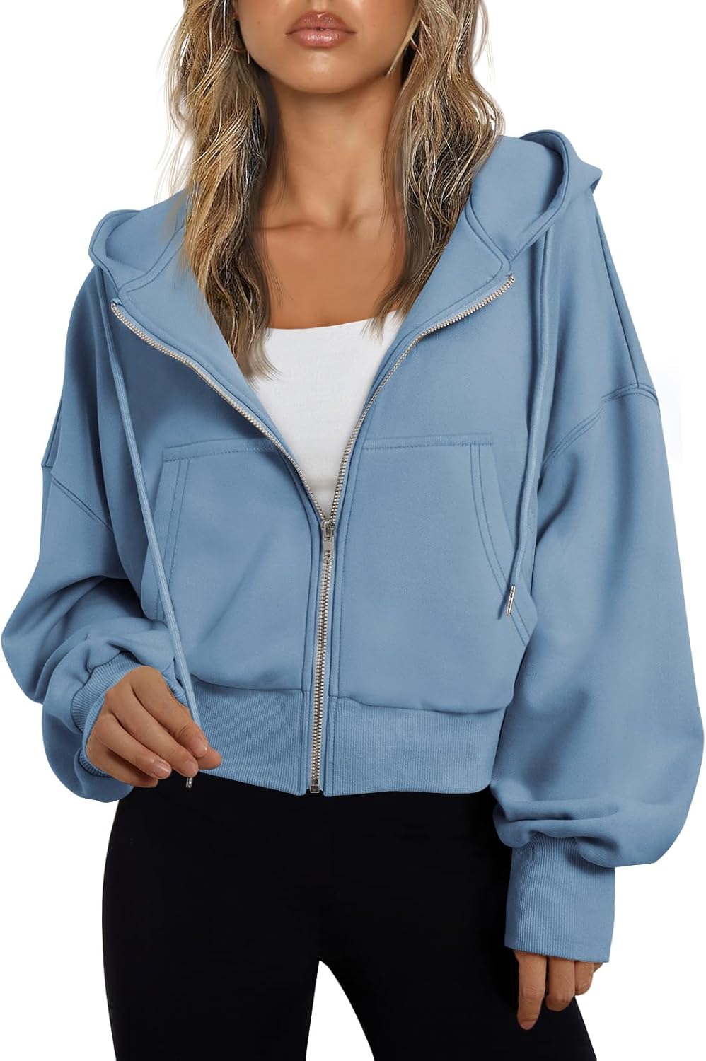 Women’s Full-Zip Hoodie with Fleece Lining – Cozy, Lightweight, Casual Fall and Winter Sweatshirt – Soft, Breathable Hoodie Jacket with Drop Shoulder & Slight Stretch