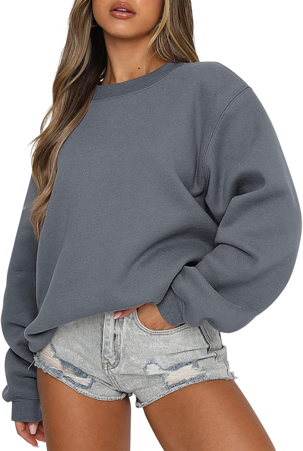 Y2K Oversized Crewneck Sweatshirt - Women's Teen Girls Fleece Pullover Sweater Top