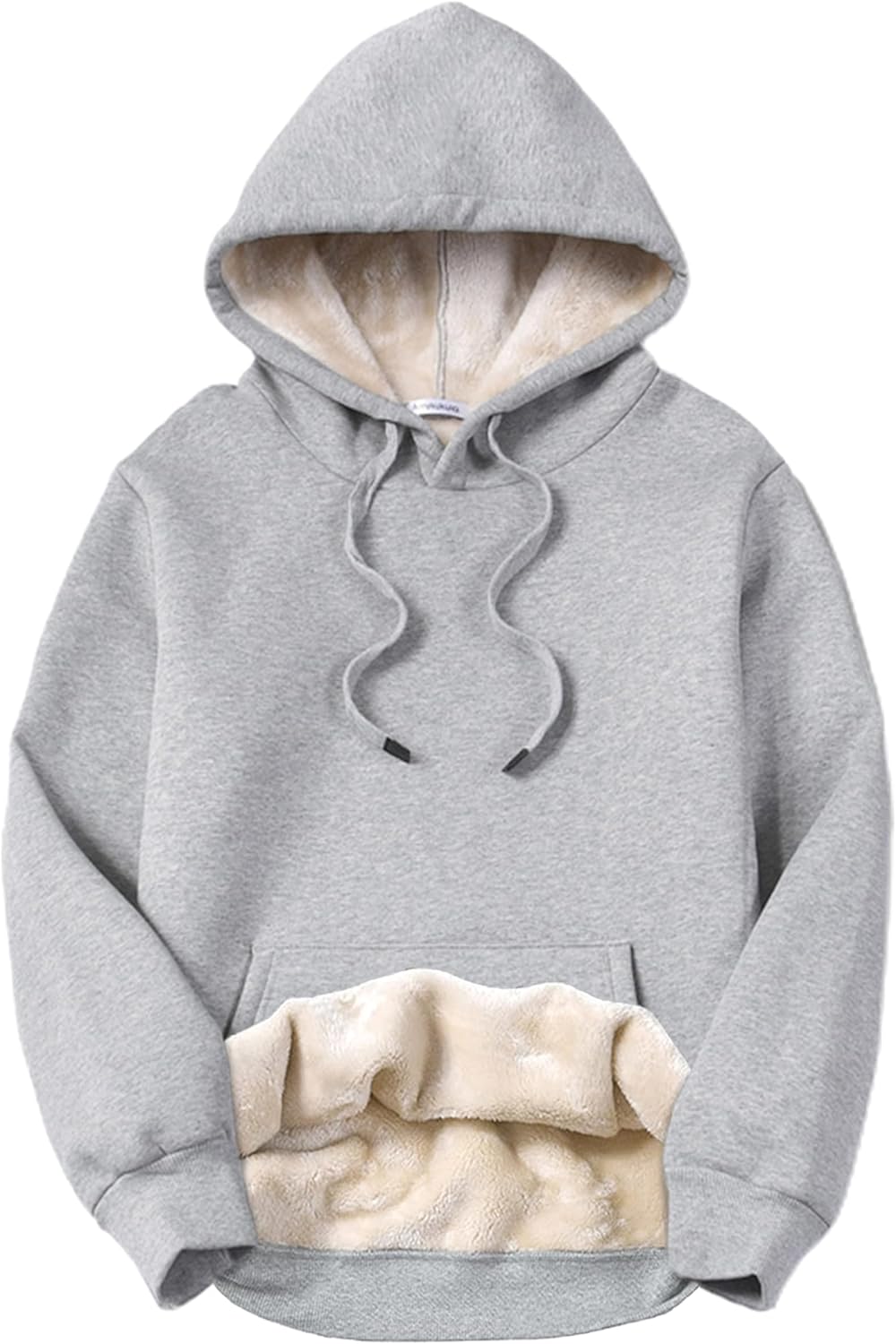 Women’s Cozy Sherpa Lined Hoodie Sweatshirt – Adjustable Drawstring Hood, Kangaroo Pocket, Long Sleeves for Fall & Winter Comfort