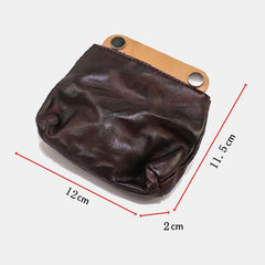 Unisex Vegetable Tanned Leather Wallet  Retro Color Matching Cowhide Coin Purse Card Holder Money Clip
