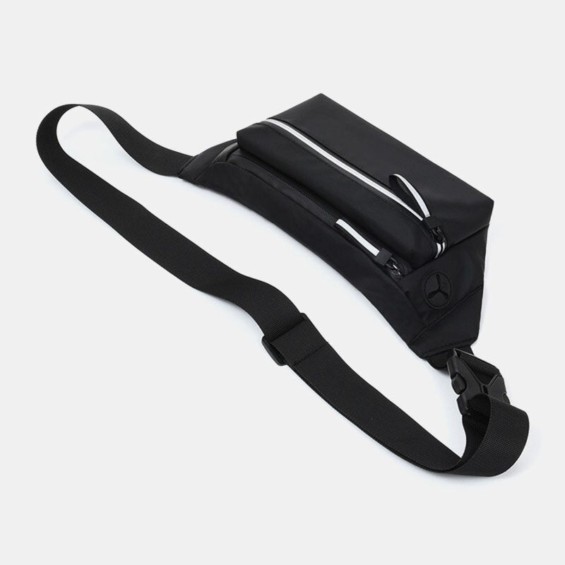 Men Polyester Earphone Hole Multi-carry Waterproof Casual Crossbody Bag Chest Sling