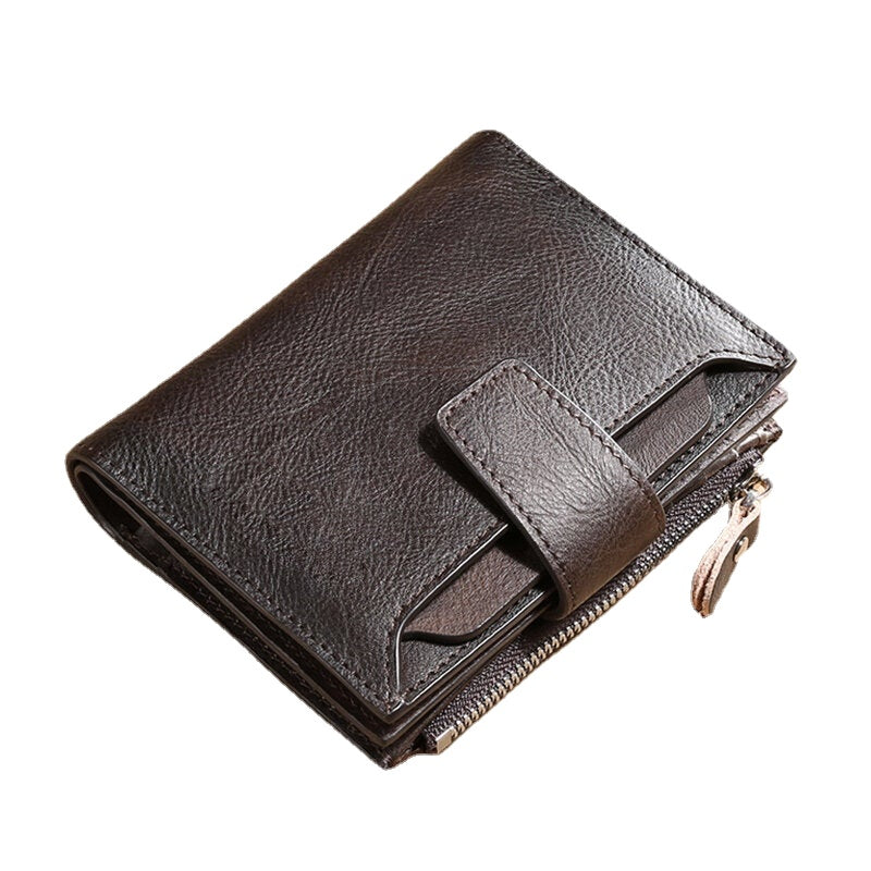 Men Genuine Leather Bifold RFID-Blocking 18 Card Slot Retro Large Capacity Foldable Holder Wallet Coin Purse Driver's License