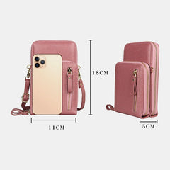 Women 8 Card Slots Solid Casual Phone Bag Crossbody Shoulder Bag