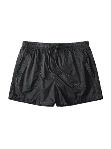 Men Solid Color Sports Quick Dry Breathable Drawstring Elastic Waist Home Loose Shorts