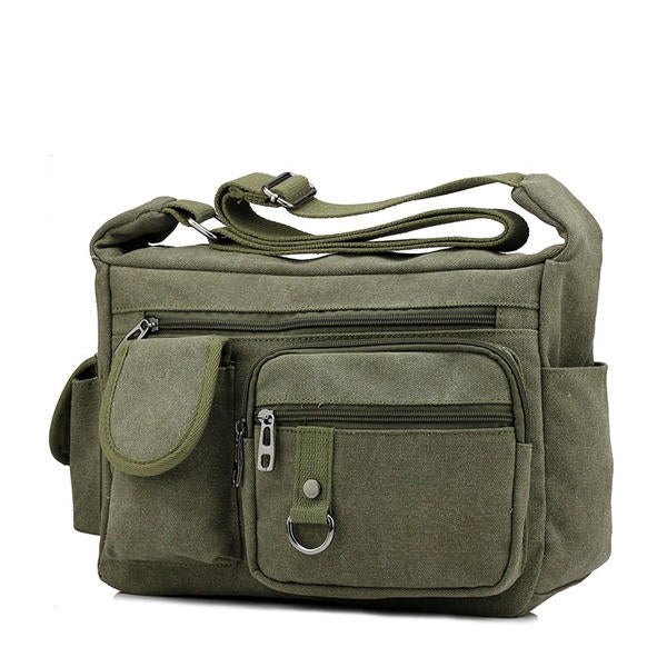 Men's Large Canvas Messenger Bag - Casual Travel Crossbody