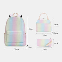 women 3pcssuits large capacity waterproof color gradients backpack schoolbag