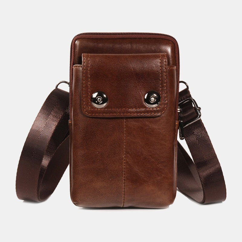Men's Leather Belt Phone Bag - Casual Crossbody Shoulder Pouch