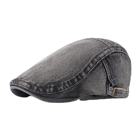 Men Washed Denim Made-old Casual Retro Driver Flat Hat Forward Hat Beret Hat