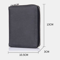 Men Women Anti-theft RFID Blocking Genuine Leather Zipper Card Holder Wallet Coin Bag