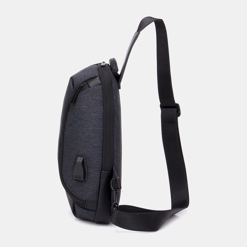 Men Casual Wild Large Capacity USB Charging Chest Bag Waterproof Back Anti-theft Zipper Pocket Shoulder Crossbody