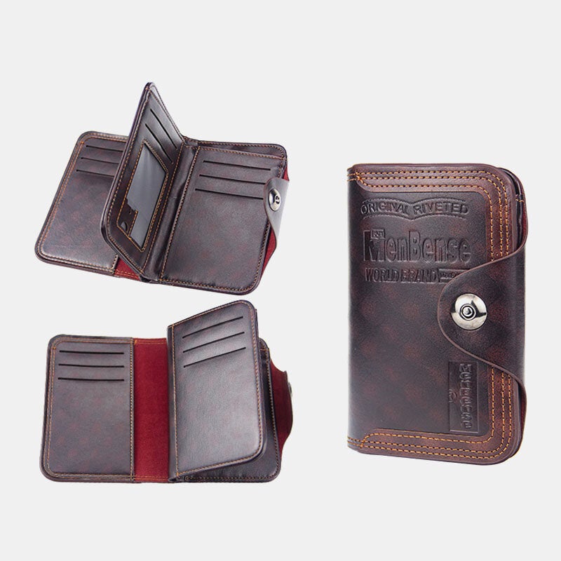 Men Faux Leather Large Capacity Fashion Business Retro Multi-slot Card Holder Wallet