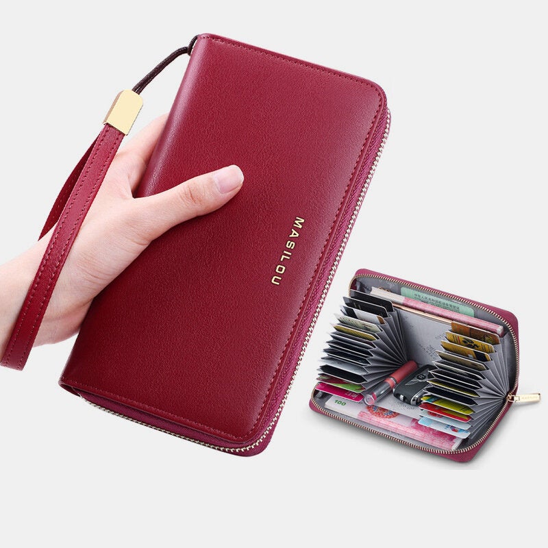 Women Large Capacity Genuine Leather Wallet  Wallet Multi-card Slots Card Holder Purse