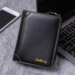 Men Faux Leather Causal Business Zipper Coin Wallet