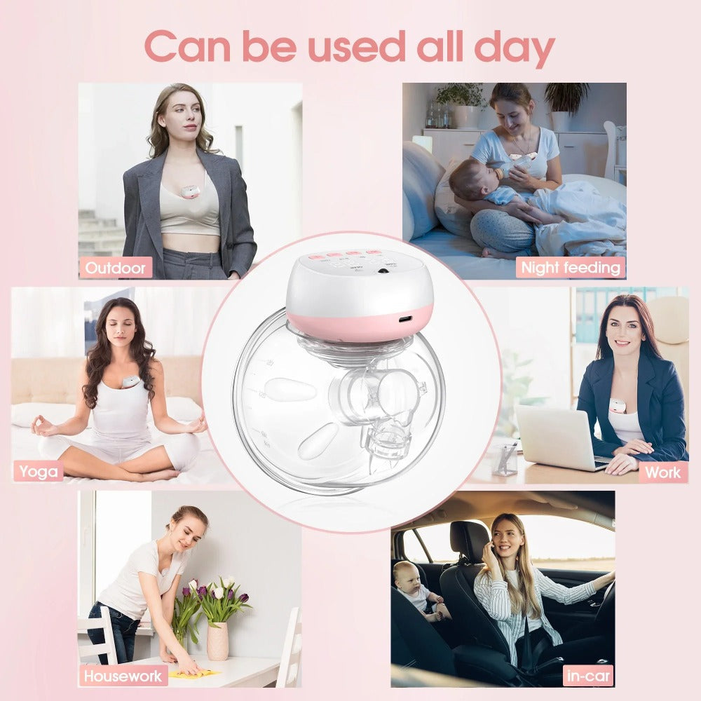 Silent Electric Wearable Breast Pump - 1200mAh USB Rechargeable, Painless Automatic Milk Extractor