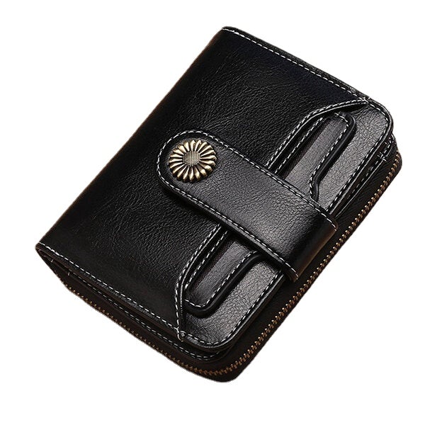 Women Genuine Leather Short Section Multi-function Coin Purse Card Holder Wallet