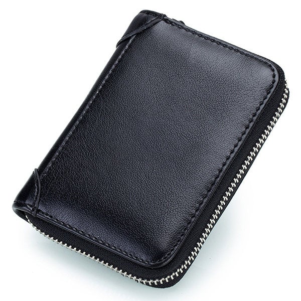 Large Capacity RFID Genuine Leather Men Women Casual Zipper Creddit Card Holder