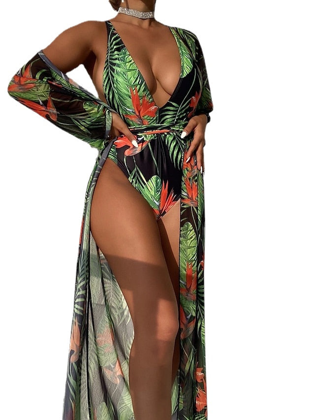 Women's Swimwear Tankini Cover Up Normal Swimsuit 2 Piece Printing Floral Bodysuit Bathing Suits Sports Beach Wear Summer