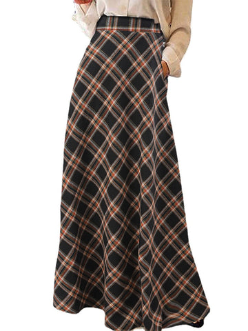 Plaid Print High Rise Pocket Skirt For Women