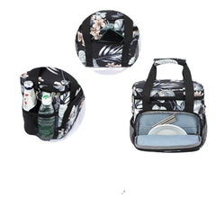 Women Multifunction Waterproof Print Lunch Box Crossbody Bag