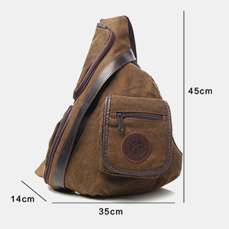 Men Retro Washed Canvas Multi-pocket Waterproof Chest Bag Outdoor Sport Large Capacity Wear-resistant Crossbody Shoulder