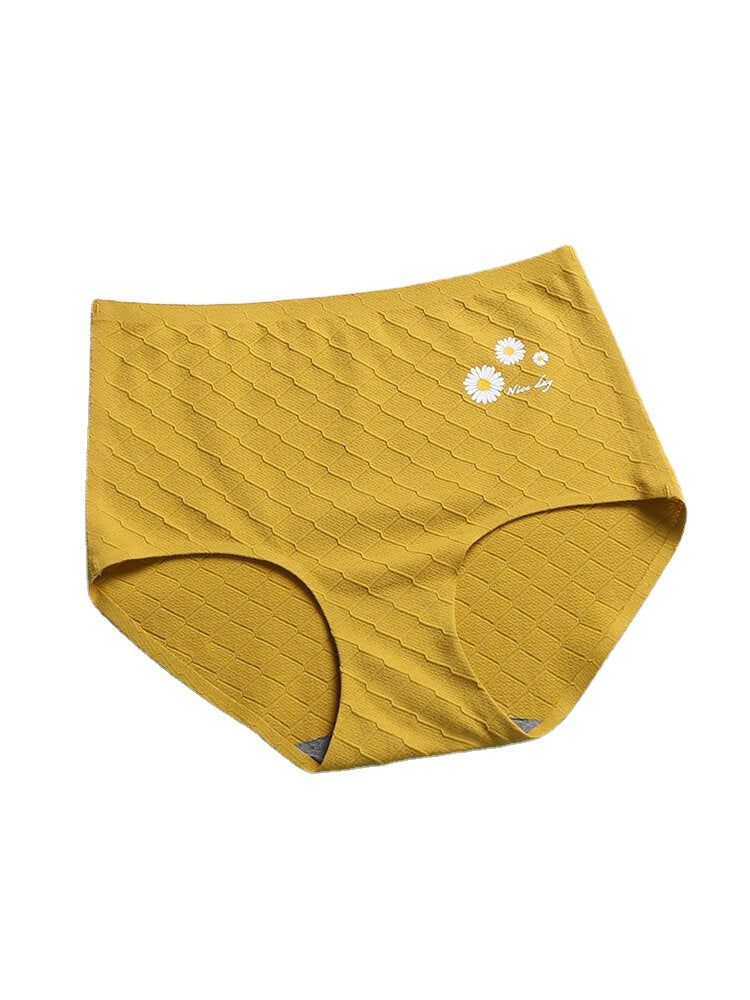 Women Daisy Print Textured Graphene Antibacterial Cotton Cozy High Waist Panties