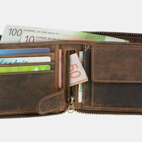 Men Genuine Leather 8 Card Slots Holder Bifold Short Retro Driver License Wallets Money Clip Coin Purse