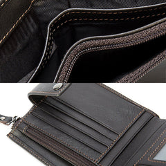 Men Short Bifold RFID Blocking Wallet Retro Casual Multi-card Slot Card Holder Cowhide Driver's License Wallet