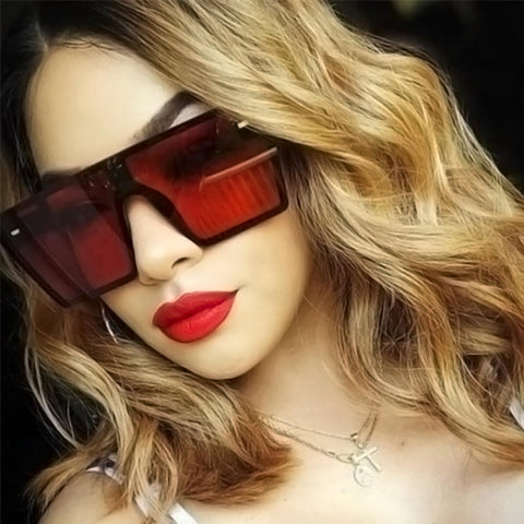Female Big Box Colorful Mercury Sunglasses Retro Square Personality Sunglasses Conjoined Metering Goggles