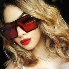 Female Big Box Colorful Mercury Sunglasses Retro Square Personality Sunglasses Conjoined Metering Goggles