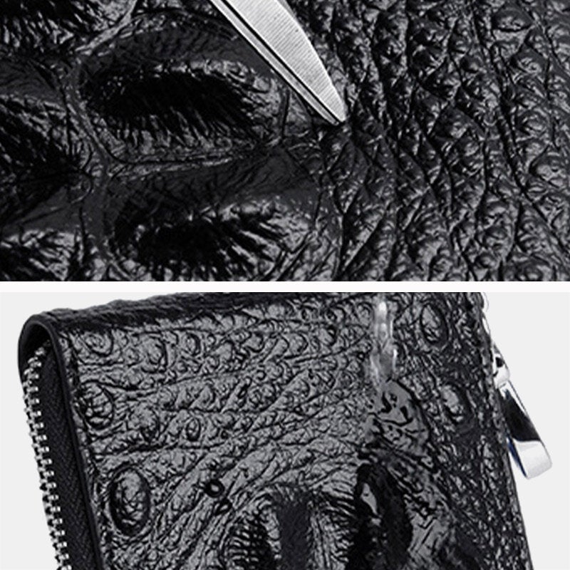 Men Cowhide Bifold Short Alligator Print Wallet RRFID Anti-magnetic 6 Card Slot Holder Money Clip Driver's License