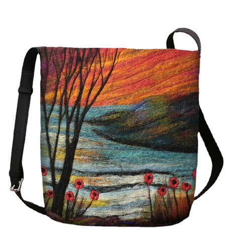 Women Lamb Hair Autumn Natural Scene Colorful DIY Shoulder Bag Crossbody Bag