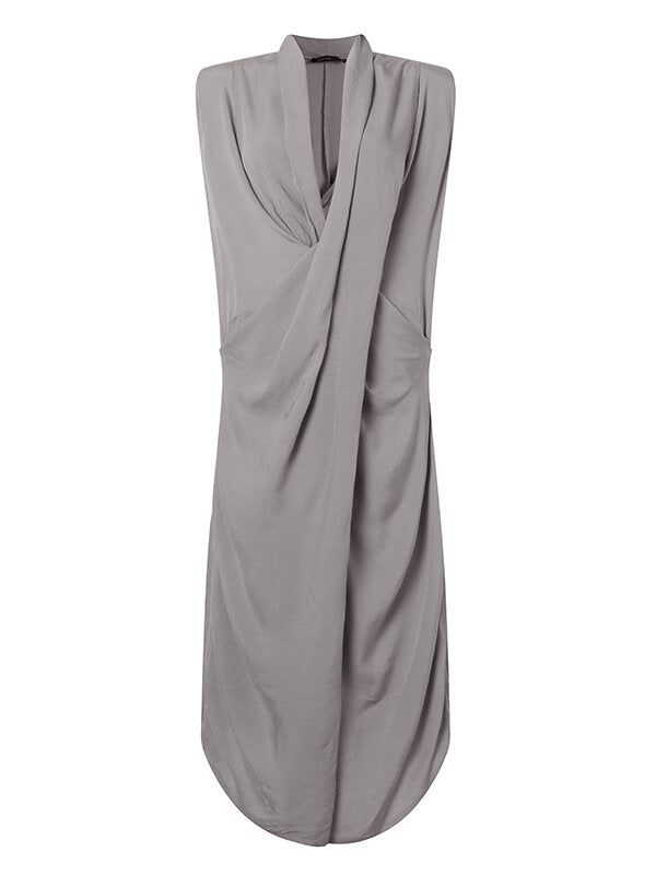 Women Sleeveless V Neck Solid Color Maxi Dress