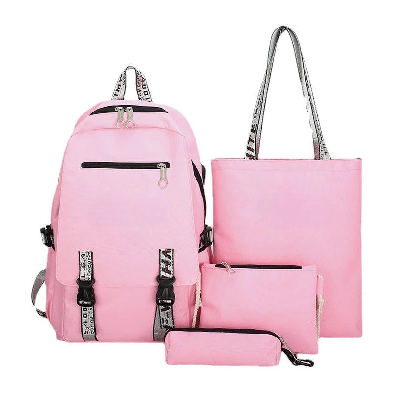 Women's 4PCS Backpack with USB Charging - Multifunctional School Bag