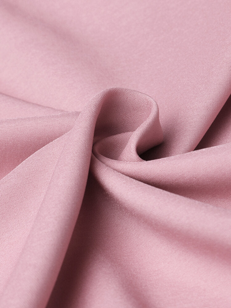 Women Solid Color High Waist Big Swing Zipper Casual Loose Long Skirt With Pocket