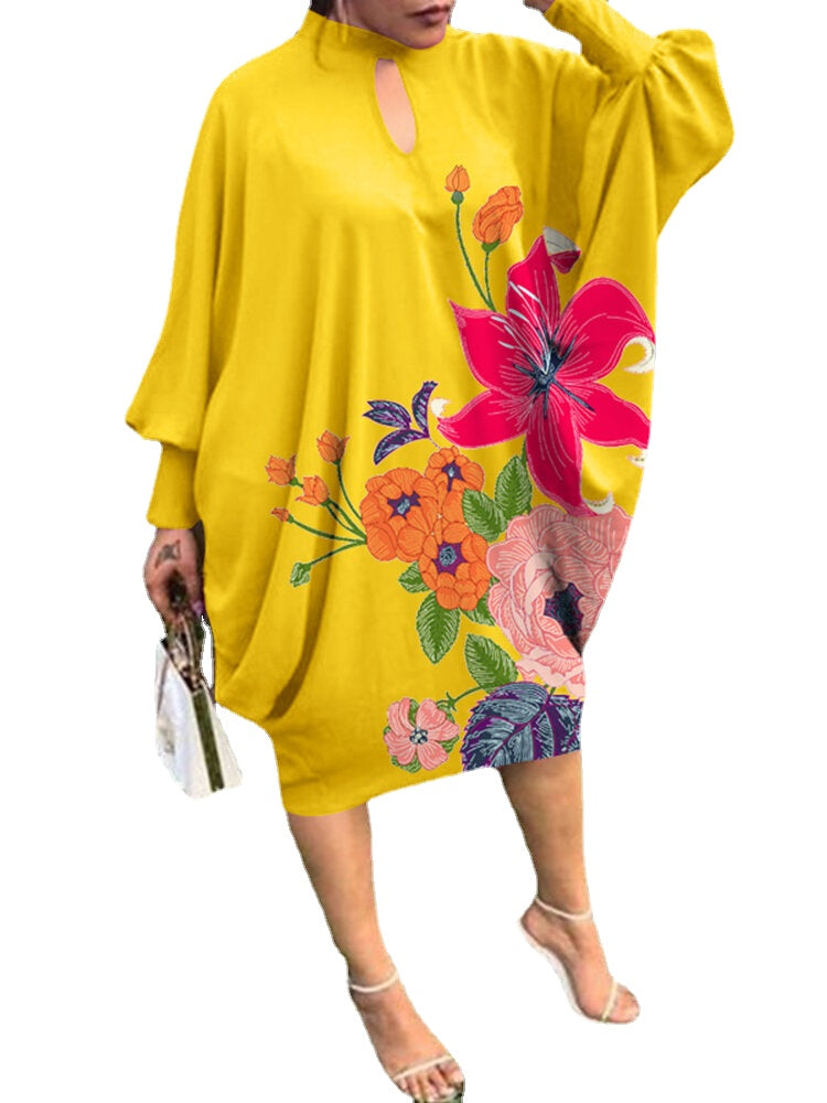Leisure Pleating Daily Long Sleeve Floral Dress For Women