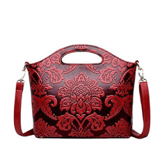 Women Vintage Embossed Ethnic Style Handbag Retro Shoulder Bag Large Capacity