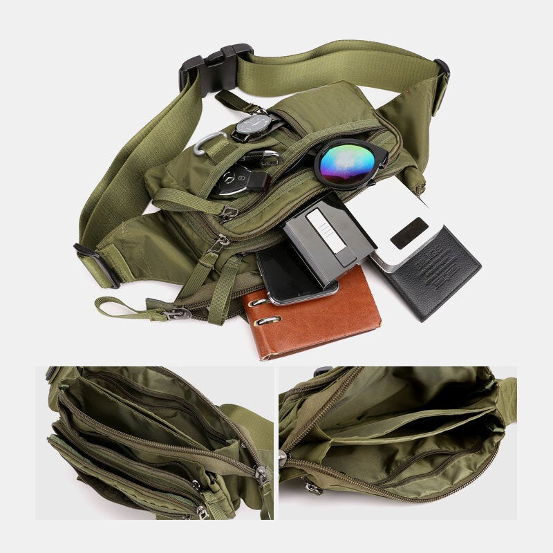 Men's Nylon Multi-layer Anti-theft Crossbody Chest Bag with Multi-pockets