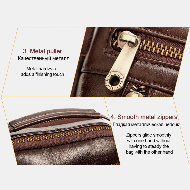 Men Genuine Leather Multifunction Multi-carry 4 Card Slots Crossbody Bag Waist